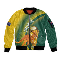 Australia Socceroos WC2026 Custom Sleeve Zip Bomber Jacket Golden Champions - Wonder Print Shop