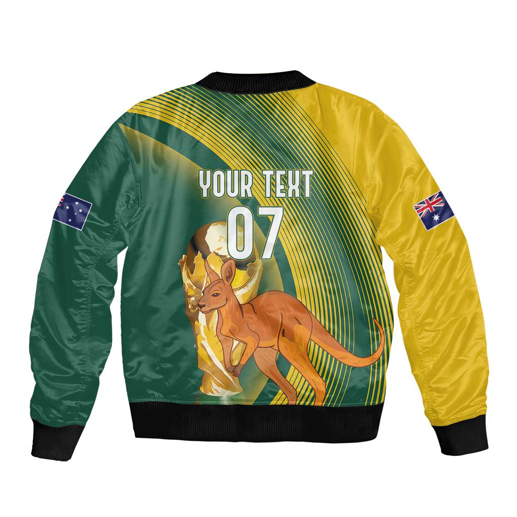 Australia Socceroos WC2026 Custom Sleeve Zip Bomber Jacket Golden Champions - Wonder Print Shop