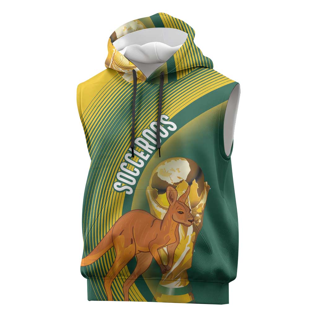 Australia Socceroos WC2026 Custom Sleeveless Hoodie Golden Champions - Wonder Print Shop