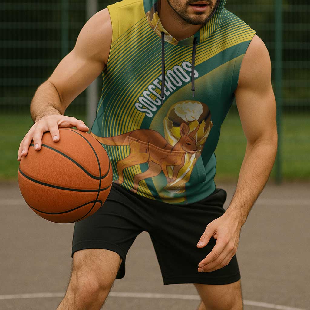 Australia Socceroos WC2026 Custom Sleeveless Hoodie Golden Champions - Wonder Print Shop