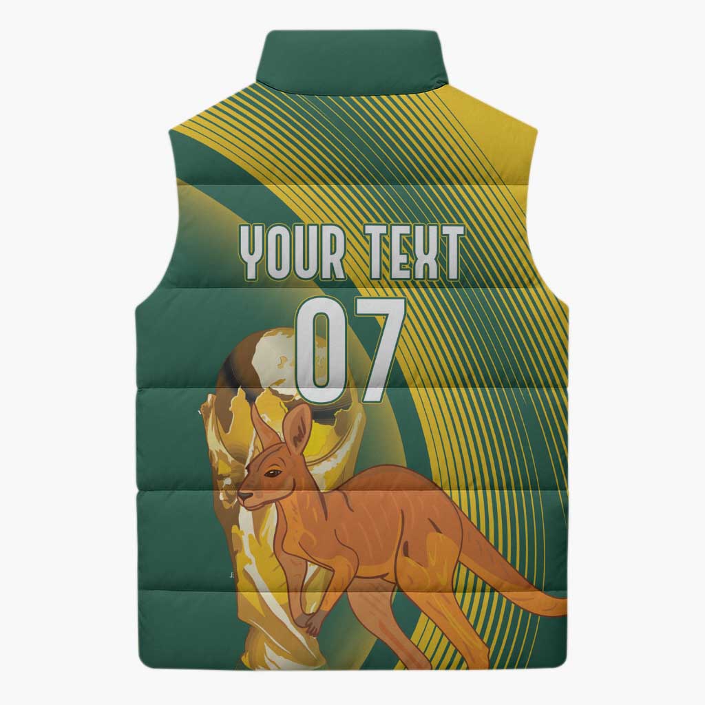 Australia Socceroos WC2026 Custom Sleeveless Puffer Jacket Golden Champions - Wonder Print Shop