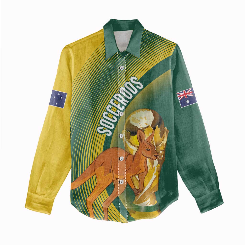 Australia Socceroos WC2026 Custom Women Casual Shirt Golden Champions - Wonder Print Shop