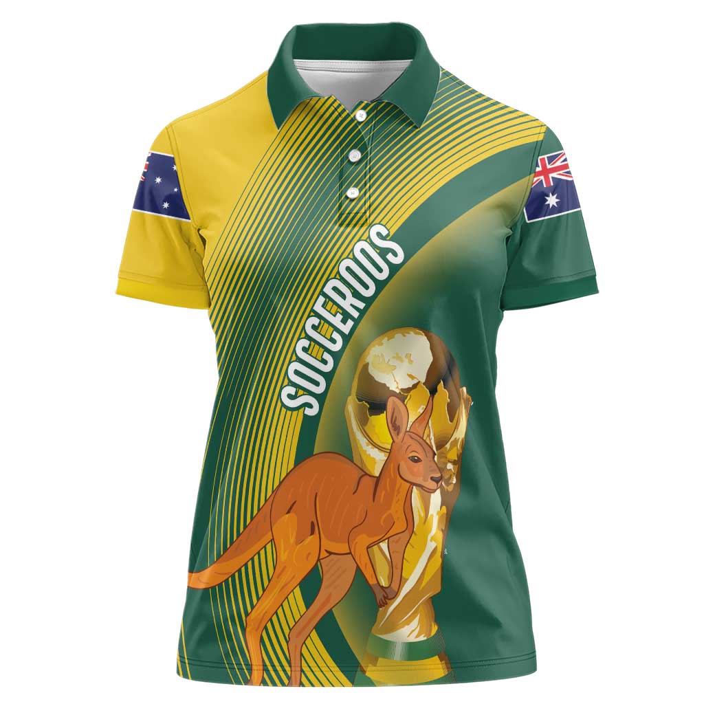 Australia Socceroos WC2026 Custom Women Polo Shirt Golden Champions - Wonder Print Shop