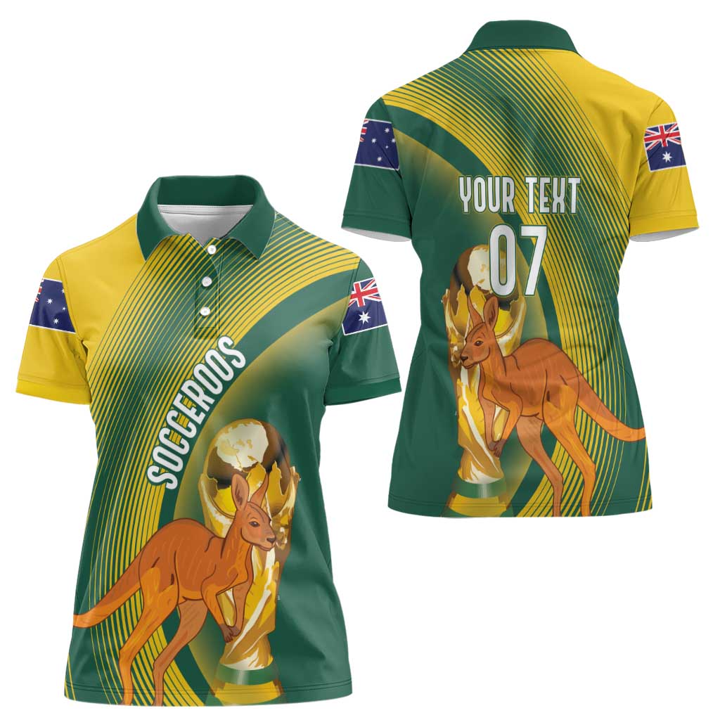 Australia Socceroos WC2026 Custom Women Polo Shirt Golden Champions - Wonder Print Shop