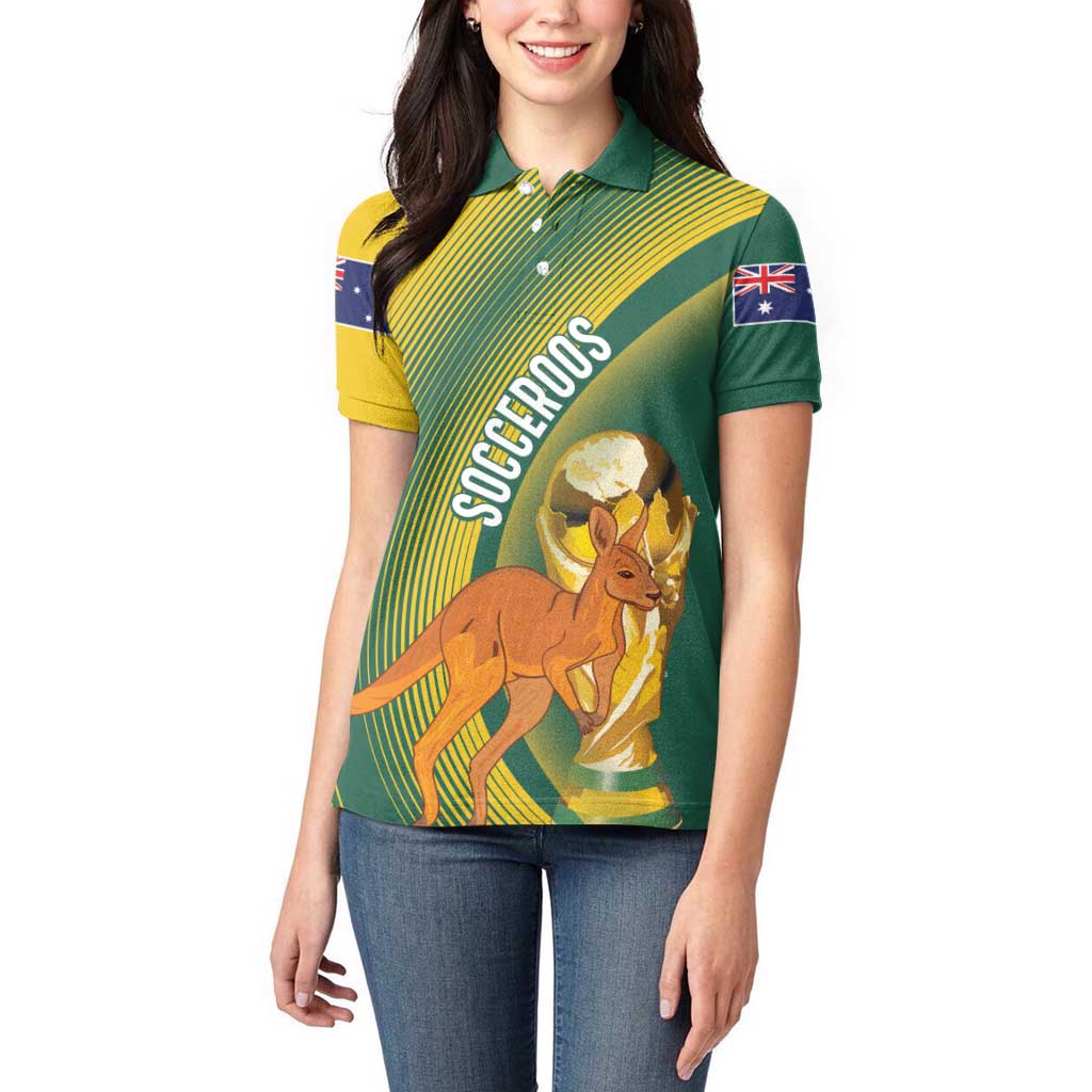 Australia Socceroos WC2026 Custom Women Polo Shirt Golden Champions - Wonder Print Shop