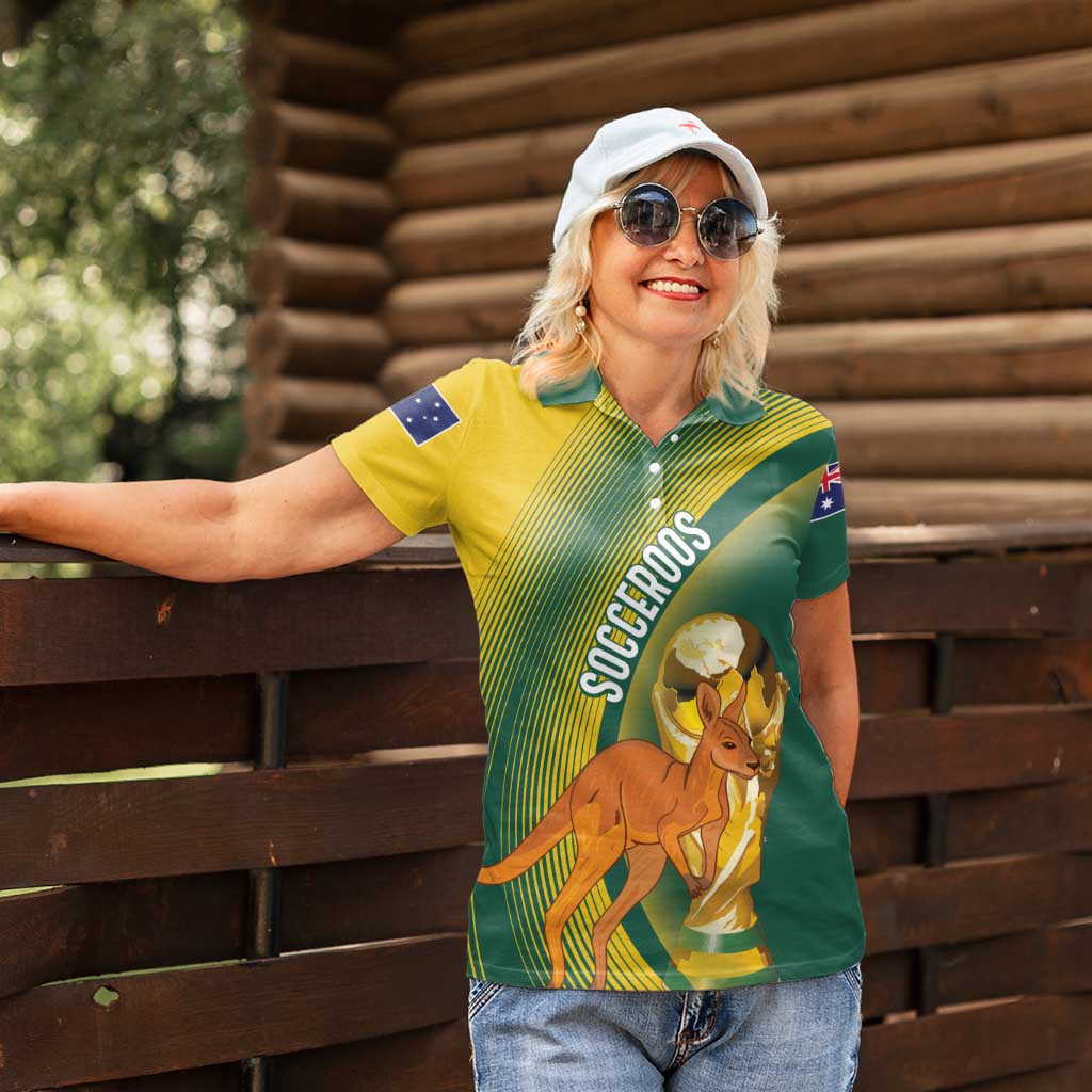 Australia Socceroos WC2026 Custom Women Polo Shirt Golden Champions - Wonder Print Shop