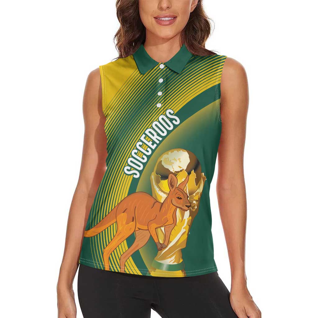 Australia Socceroos WC2026 Custom Women Sleeveless Polo Shirt Golden Champions - Wonder Print Shop