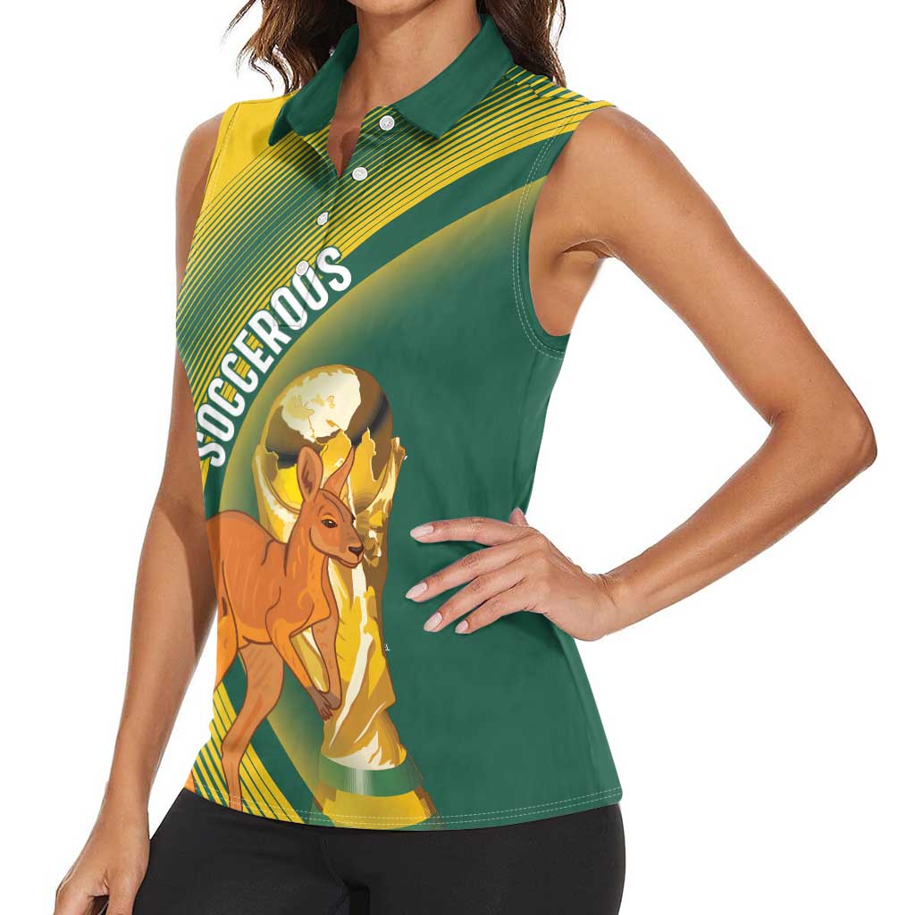 Australia Socceroos WC2026 Custom Women Sleeveless Polo Shirt Golden Champions - Wonder Print Shop