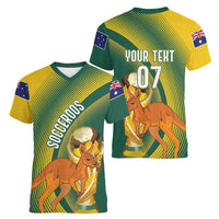 Australia Socceroos WC2026 Custom Women V-Neck T-Shirt Golden Champions - Wonder Print Shop