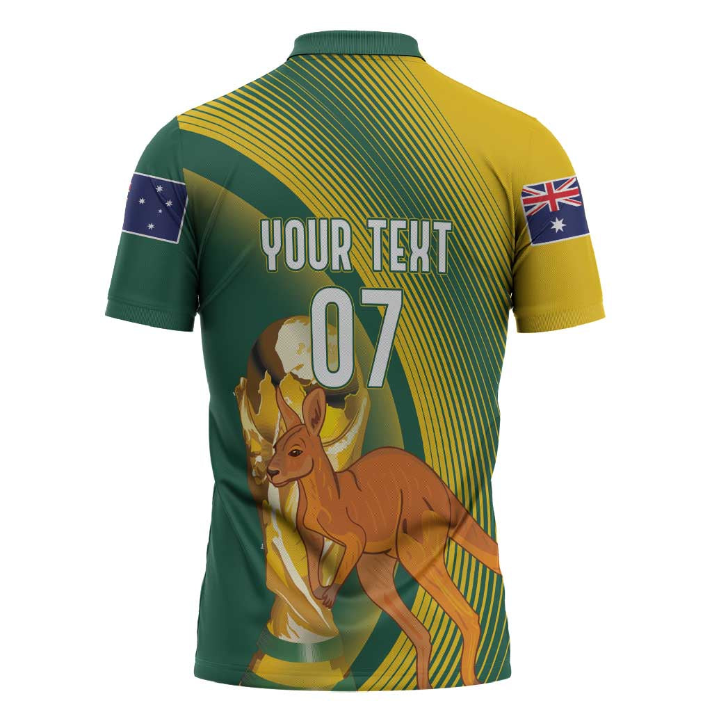 Australia Socceroos WC2026 Custom Zipper Polo Shirt Golden Champions - Wonder Print Shop