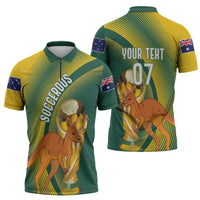 Australia Socceroos WC2026 Custom Zipper Polo Shirt Golden Champions - Wonder Print Shop