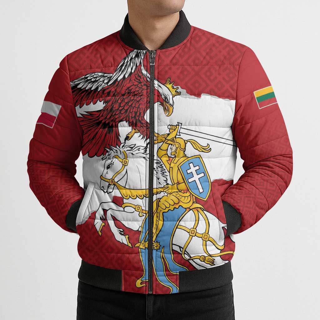 Poland-Lithuania Folk Patterns Bomber Puffer Jacket
