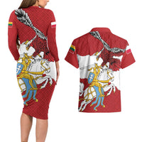 Poland-Lithuania Folk Patterns Couples Matching Long Sleeve Bodycon Dress and Hawaiian Shirt