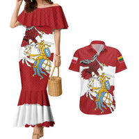 Poland-Lithuania Folk Patterns Couples Matching Mermaid Dress and Hawaiian Shirt