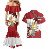 Poland-Lithuania Folk Patterns Couples Matching Mermaid Dress and Hawaiian Shirt