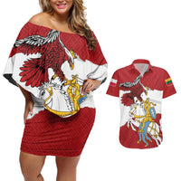 Poland-Lithuania Folk Patterns Couples Matching Off Shoulder Short Dress and Hawaiian Shirt
