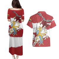 Poland-Lithuania Folk Patterns Couples Matching Puletasi and Hawaiian Shirt