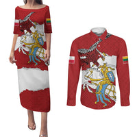 Poland-Lithuania Folk Patterns Couples Matching Puletasi and Long Sleeve Button Shirt