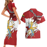 Poland-Lithuania Folk Patterns Couples Matching Short Sleeve Bodycon Dress and Hawaiian Shirt