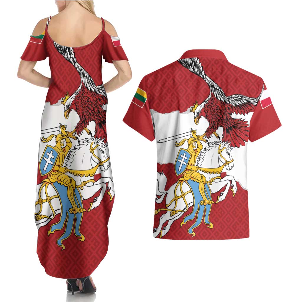 Poland-Lithuania Folk Patterns Couples Matching Summer Maxi Dress and Hawaiian Shirt