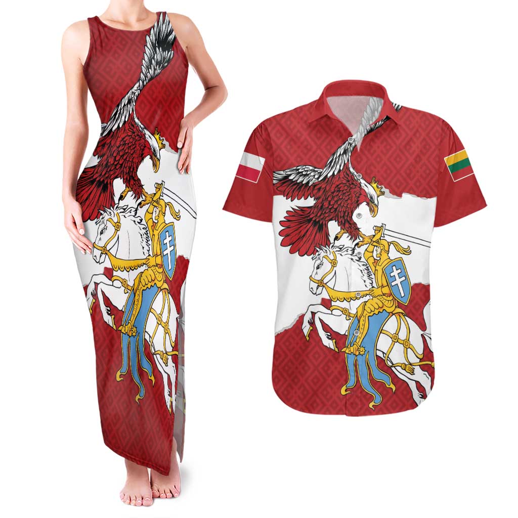Poland-Lithuania Folk Patterns Couples Matching Tank Maxi Dress and Hawaiian Shirt
