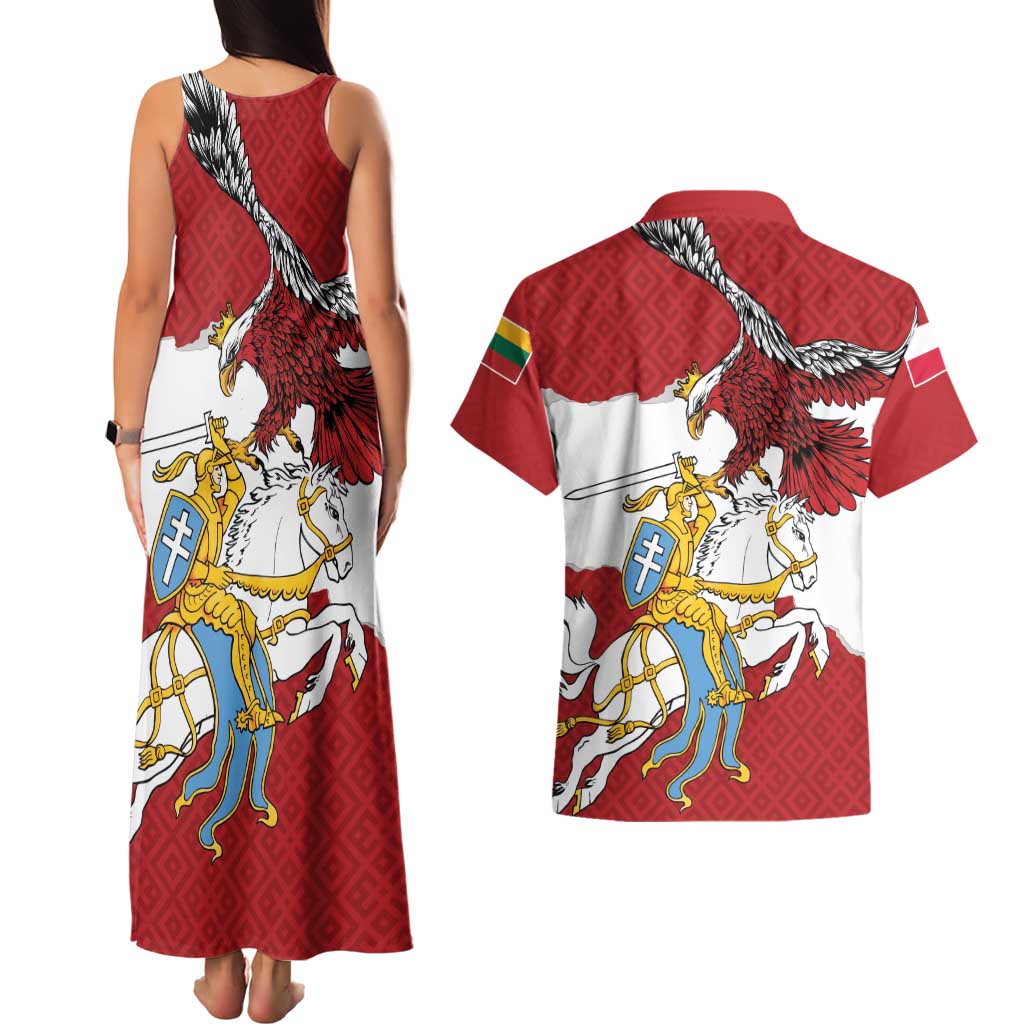 Poland-Lithuania Folk Patterns Couples Matching Tank Maxi Dress and Hawaiian Shirt