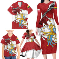 Poland-Lithuania Folk Patterns Family Matching Long Sleeve Bodycon Dress and Hawaiian Shirt
