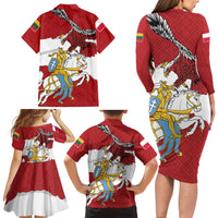 Poland-Lithuania Folk Patterns Family Matching Long Sleeve Bodycon Dress and Hawaiian Shirt