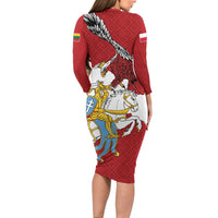 Poland-Lithuania Folk Patterns Family Matching Long Sleeve Bodycon Dress and Hawaiian Shirt