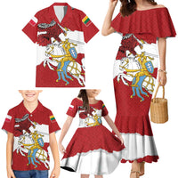 Poland-Lithuania Folk Patterns Family Matching Mermaid Dress and Hawaiian Shirt