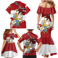 Poland-Lithuania Folk Patterns Family Matching Mermaid Dress and Hawaiian Shirt
