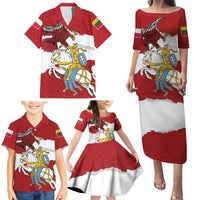 Poland-Lithuania Folk Patterns Family Matching Puletasi and Hawaiian Shirt