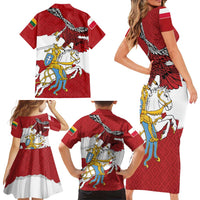 Poland-Lithuania Folk Patterns Family Matching Short Sleeve Bodycon Dress and Hawaiian Shirt