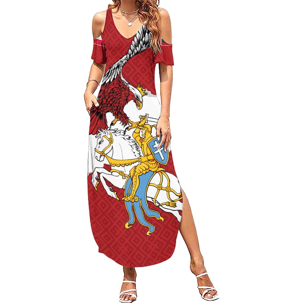 Poland-Lithuania Folk Patterns Family Matching Summer Maxi Dress and Hawaiian Shirt
