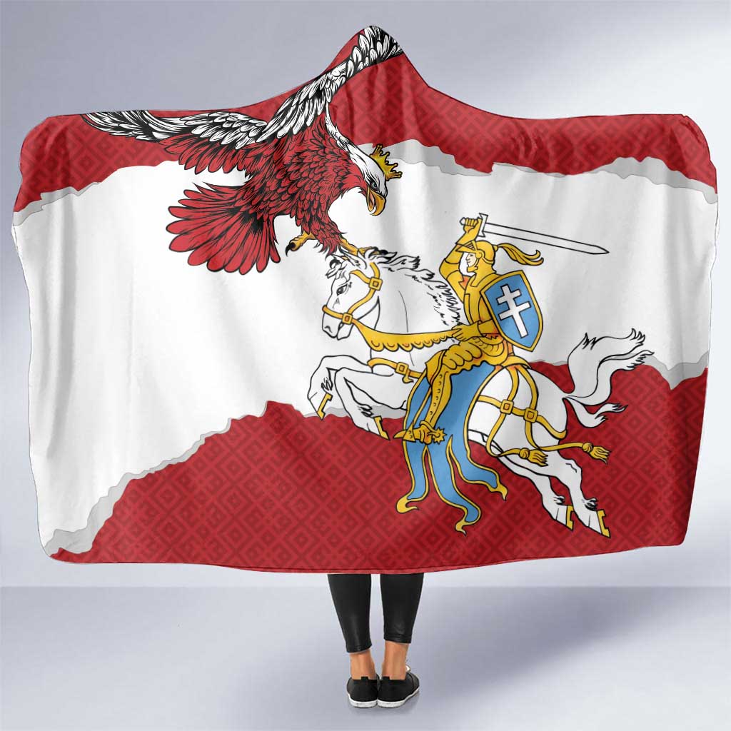 Poland-Lithuania Folk Patterns Hooded Blanket
