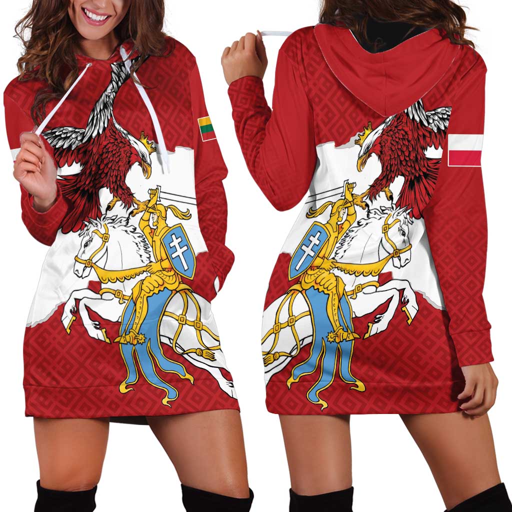 Poland-Lithuania Folk Patterns Hoodie Dress