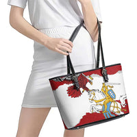 Poland-Lithuania Folk Patterns Leather Tote Bag