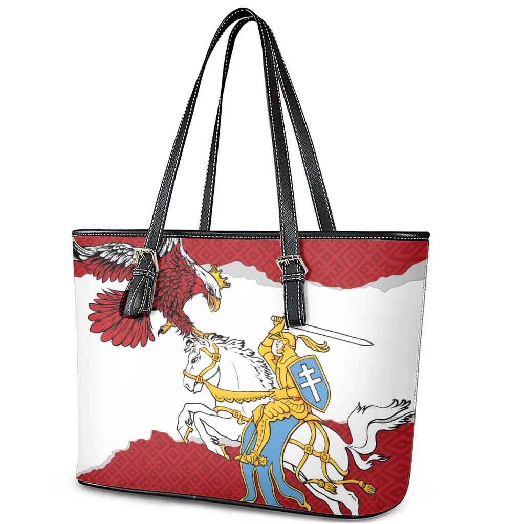 Poland-Lithuania Folk Patterns Leather Tote Bag