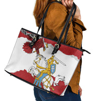 Poland-Lithuania Folk Patterns Leather Tote Bag