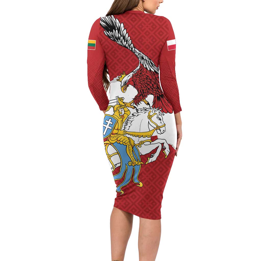 Poland-Lithuania Folk Patterns Long Sleeve Bodycon Dress