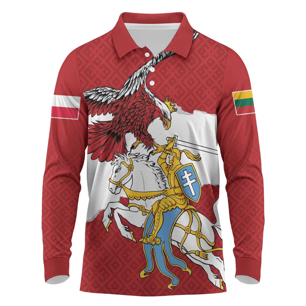 Poland-Lithuania Folk Patterns Long Sleeve Polo Shirt