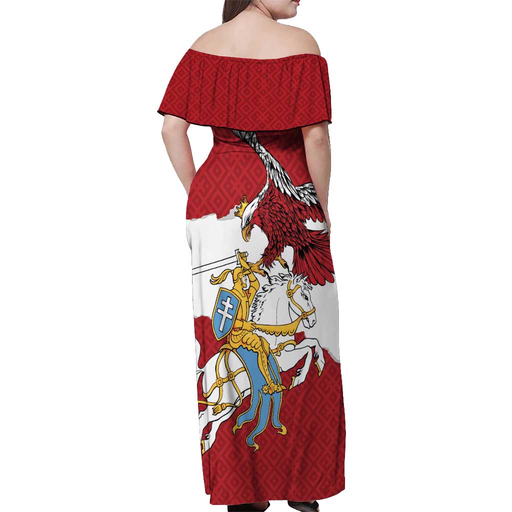 Poland-Lithuania Folk Patterns Off Shoulder Maxi Dress