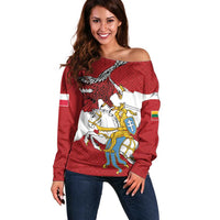 Poland-Lithuania Folk Patterns Off Shoulder Sweater