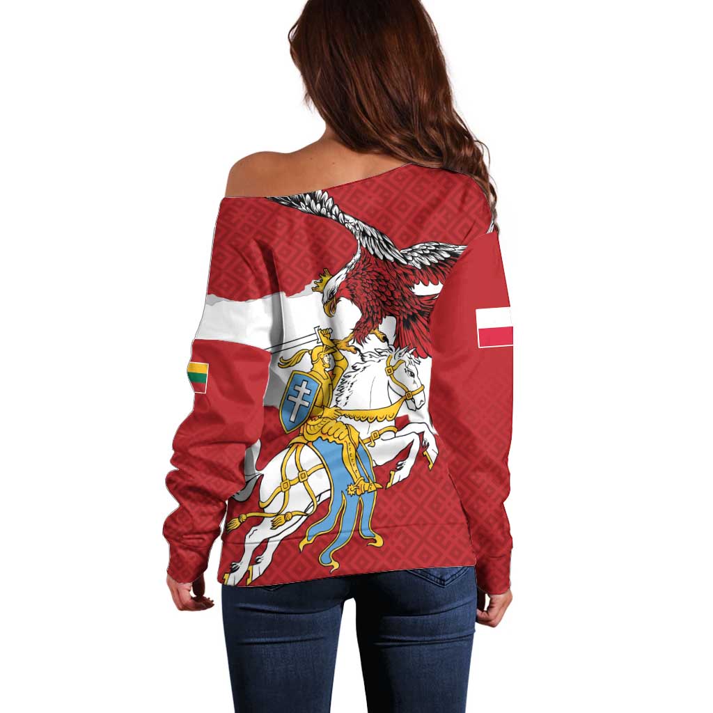 Poland-Lithuania Folk Patterns Off Shoulder Sweater