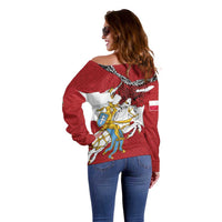 Poland-Lithuania Folk Patterns Off Shoulder Sweater