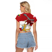 Poland-Lithuania Folk Patterns Raglan Cropped T Shirt