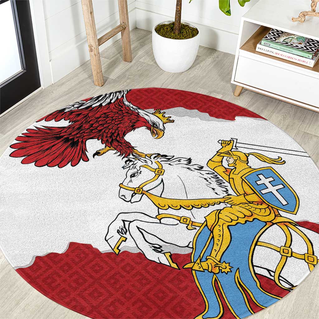 Poland-Lithuania Folk Patterns Round Carpet