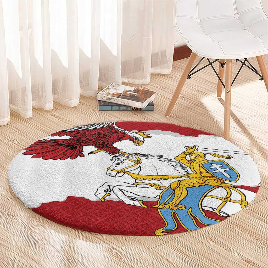Poland-Lithuania Folk Patterns Round Carpet