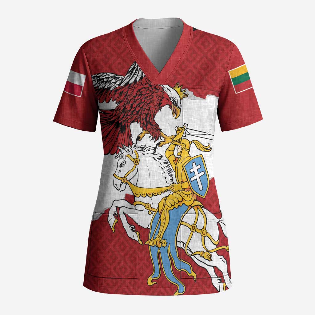 Poland-Lithuania Folk Patterns Scrub Top