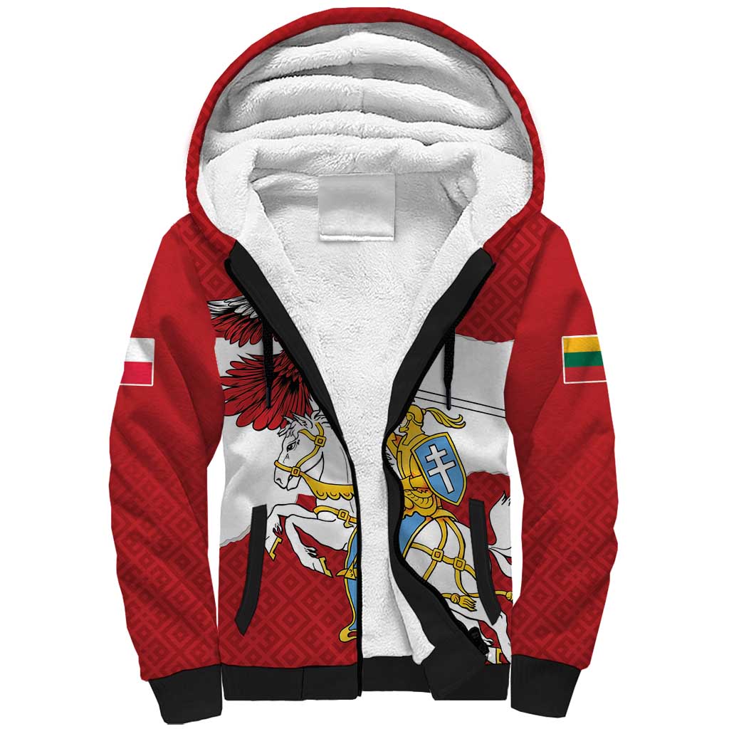 Poland-Lithuania Folk Patterns Sherpa Hoodie